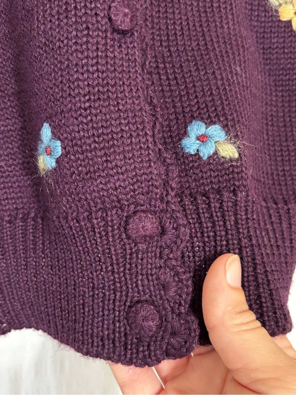 Vintage Herman Geist Hand Embroidered Floral Cardigan Sz Small - Picture 7 of 7